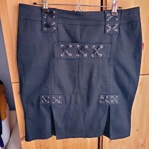 Living Dead Souls Black Cotton Laced Skirt Size XL